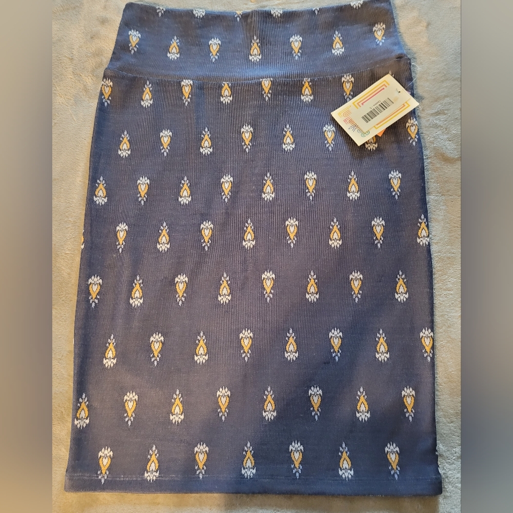 Lularoe Blue Patterned Cassie Pencil Skirt, Size S